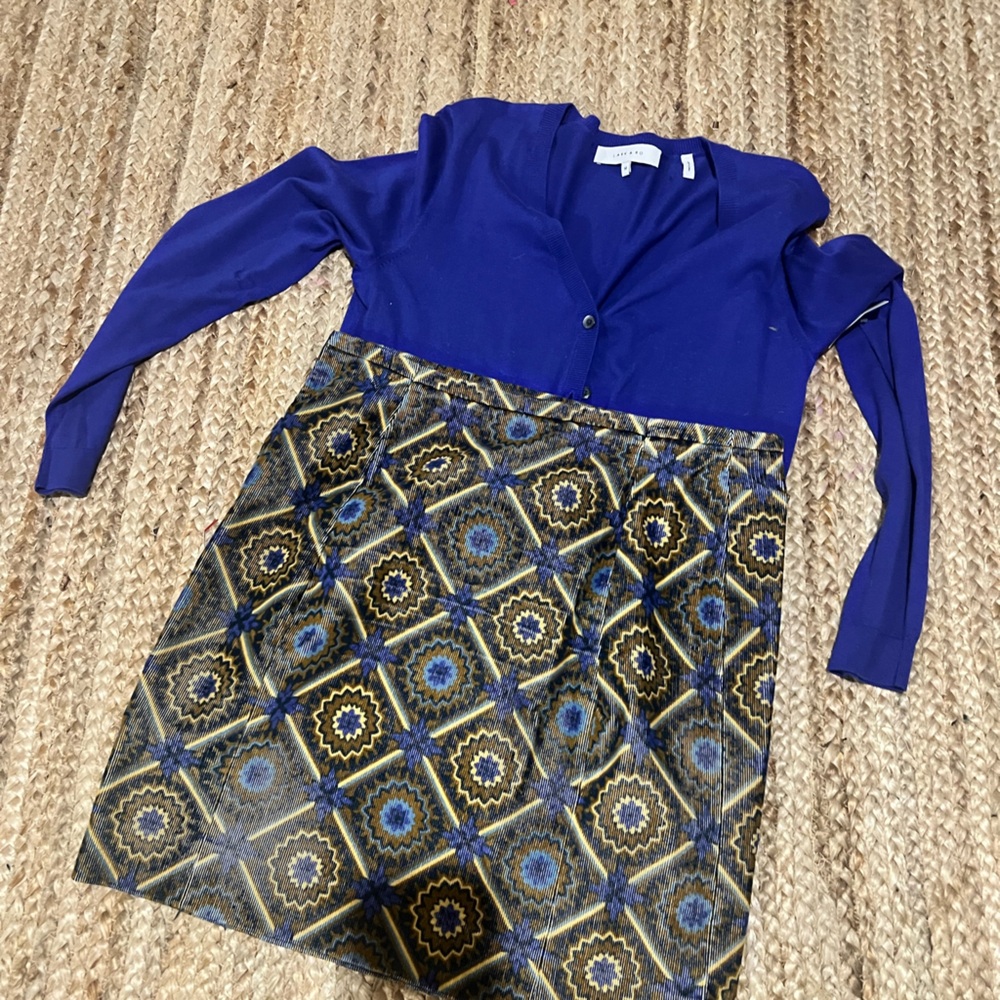 Blue and Gold Patterned Dress